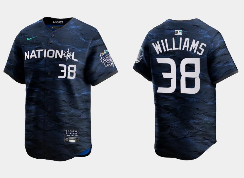 Men's Milwaukee Brewers #38 Devin Williams Royal 2023 All-star Cool Base Stitched Baseball Jersey Men's Milwaukee Brewers #38 Devin Williams Royal 2023 All-star Cool Base Stitched Baseball Jersey